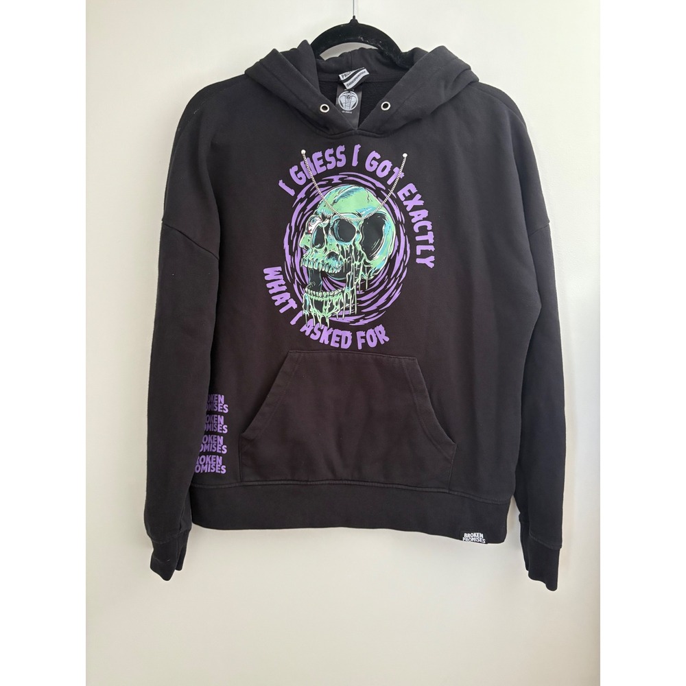 Broken Promises "Exactly What I Asked For"‎ Skull Graphic Hoodie Streetwear Sz S